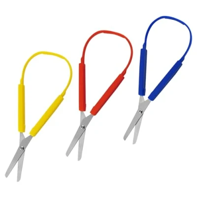 Image of 3PCS Loop Scissors Kids Scissors, Adaptive Toddler Handle Self Opening Scissors,Craft Easy Open Squeeze for Paper Cutting,Sewing Work,DIY Craft(Blue/Red/Yellow)