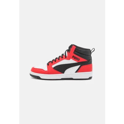 Image of Puma Rebound Unisex Hightop trainers, Size: 3.5, White/black/for all time red High quality imitation leather