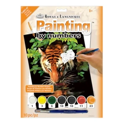 Image of Royal &amp; Langnickel 11 x 15 inch Thirsty Tiger Pre Printed Paint by Number Painting Set,Blue