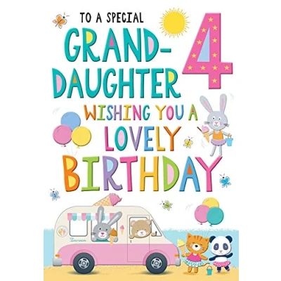 Image of Regal Publishing Juvenile Birthday Card Age 4 Granddaughter 9 x 6 inches,White