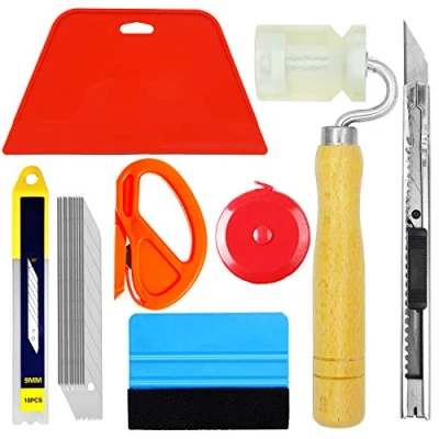 Image of Ewrap Complete Wallpaper Tool Hanging Kit with Seam Roller, Trimming Tool, Felt Squeegee, Smoothing Tape Measure for Installing Wallpaper,Vinyl Wrap, Window Film