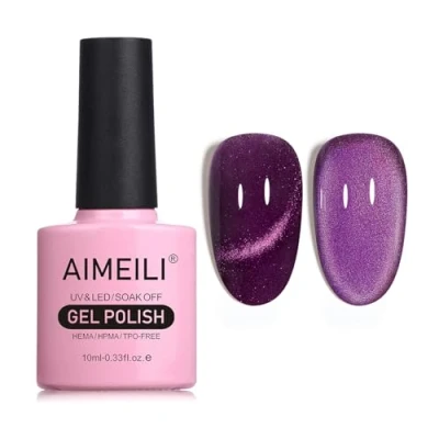 Image of AIMEILI Magnetic Gel Nail Polish Cat Magnet Eye Polish, UV LED Soak Off Glitter Varnish Art Manicure Pedicure, Long Lasting &amp; Easy to Apply 10ml 736