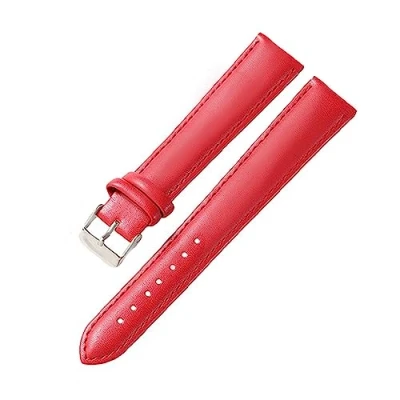Image of RUNMIND Vintage Leather Watch Band,Genuine Straps With Stainless Buckle,Quick Release Band, Red silver, 16 mm