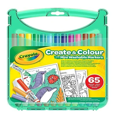Image of CRAYOLA Mini Washable Markers Create &amp; Colour Case With 65 Pieces Ages 4+