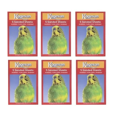 Image of 6 PACK KAGESAN RED BIRD CAGE SAND PAPER SHEETS X 5 PCK = 30 43CM 28CM 27137