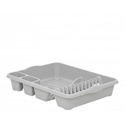 Image of M1SS Plastic Large Dish Drainer Dishes, Plates, Cups, Cutlery Holder Rack Draining Board Drying Tray Racks (Soft Grey) (1)