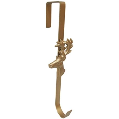 Image of Christmas Concepts® Metal Wreath Hanger Gold Reindeer Design 29cm