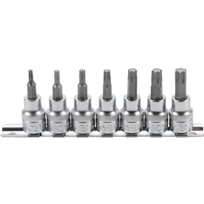Image of BGS 5108 Bit Socket Set 10 mm (3/8&quot;) Drive T Star (for Torx) T15 T50 7 pcs.