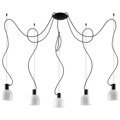 Image of Lucande Serina hanging lamp, 5 bulb, glass white