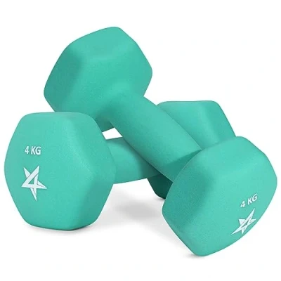 Image of Yes4All WCZV Hex Neoprene Weights Dumbbells Set Pair (1 KG to 7 kg) Dumbbell Set, Hand for Women Men, Home Gym Workout, 4 x 2, Teal