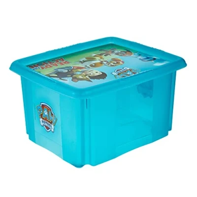 Image of keeeper Paw Patrol Storage Box with Lid, Stackable and Rotatable, For Children, 24 L, Karolina, Fresh Blue Transparent