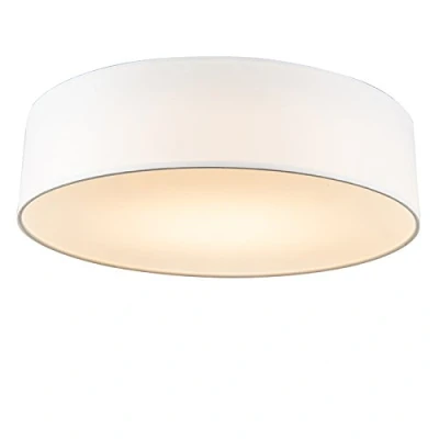 Image of Qazqa Ceiling Lamp I Flush Light White 40 cm incl. LED Drum Modern 1 Fabric Suitable for Living Room Kitchen Bedroom
