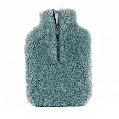 Image of Shepherd of Sweden Kerri Genuine Sheepskin Luxurious Hot Water Bottle Cover Large W:22cm x H:34cm (Blue)