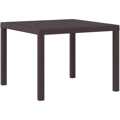 Image of vidaXL Garden Table Brown 100x100x73 cm Poly Rattan