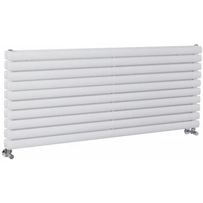 Image of Milano Aruba White Horizontal Double Oval Panel Radiator 590mm x 1400mm