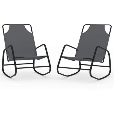 Image of vidaXL Rocking Sun Loungers 2 pcs Grey Steel and Textilene