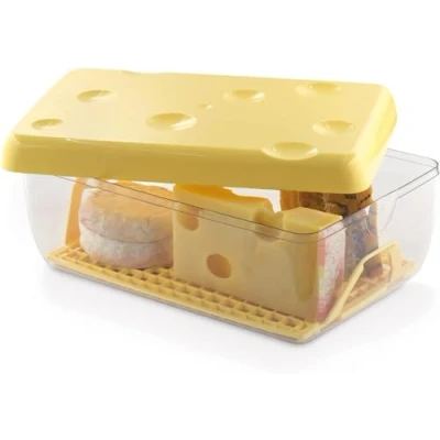 Image of Snips Cheese Saver 3 LT, Container For Fridge, Box With Grid 26x17x10,5 Cm, Yellow Colour, Made In Italy, Bpa Free