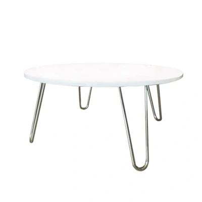 Image of ASPECT Brockton Round Manufactured Wood Coffee Table,White/Chrome, Engineered, 80 x 35 cm