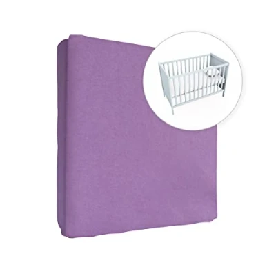 Image of Jersey 100% Cotton Fitted Sheet for 140 x 70 cm Toddler Baby Cot Bed Mattress (Violet)