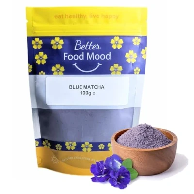 Image of Better Food Mood Blue Matcha Flower Powder 100g No Artificial Colours Flowers Rich in Antioxidants Use Oatmeal, Cakes