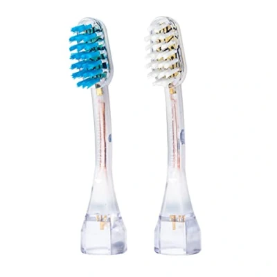 Image of emmi® dent 2X M2 Toothbrush Heads (1x Blue + 1x White) I Standard Replacement Brushes with a Balanced Hardness and Straight Bristles for All Platinum Ultrasonic Toothbrushes
