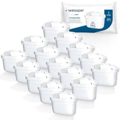 Image of Wessper Pack 15 Water Filter Cartridges Fits BRITA Maxtra Jugs, Marella Elemaris, Bosch Tassimo, AmazonBasics