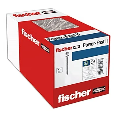 Image of fischer 1000 x Chipboard Screws Power Fast II 3.5 25 Countersunk Head with Phillips Fully Threaded Galvanised Blue Passivated (Item No. 670141)