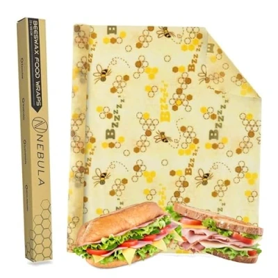 Image of Nebula Organic Beeswax Food Wrap 1m Roll Sustainable Storage for Snacks, Sandwiches, Leftovers &amp; Lunch Biodegradable Washable Kitchen Pantry or Refrigerator Use 13 x 40 (Pack of 1)