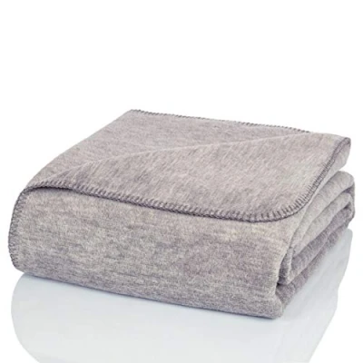 Image of Glart blanket plain flecked grey, sofa 130 x 170 cm, soft and warm woolly blanket, extra fluffy, for use as a couch cosy throw, plush throw