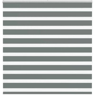 Image of vidaXL Zebra Blind Dark Grey 145x150 cm Fabric Width 140.9 Polyester