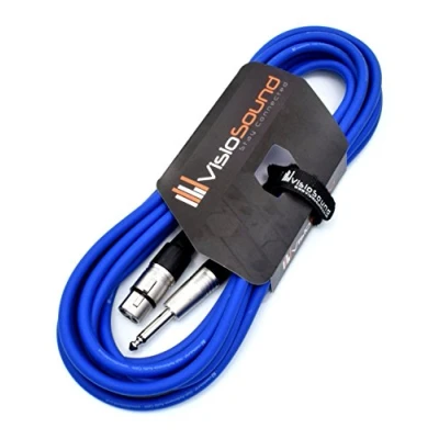 Image of Female XLR to 6.35mm 1/4&quot; Mono Jack Lead/Microphone/Signal Cable / 6 Colours 6m Blue