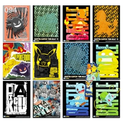 Image of Pokemon Poster Book Set 12 Posters Featuring Pikachu, Bulbasaur, Squirtle &amp; More with Bonus Bookmark (Pokemon Room Decor)