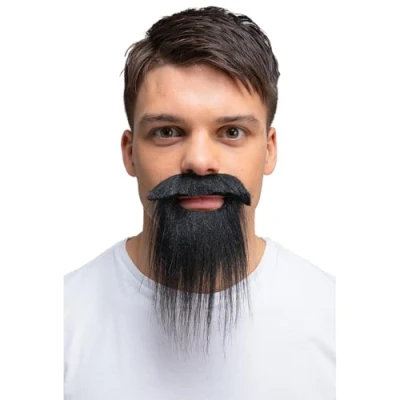 Image of Wicked Costumes Black Moustache &amp; Beard Set Fancy Dress Accessory