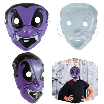 Image of Halloween Dracula Mask, Full Face Hacker Anonymous Plastic Mask Horror Spooky Cover for Kids Child, Costume Cosplay Party Props Accessory