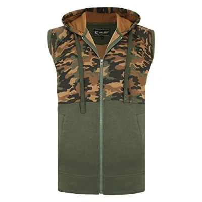Image of Kam (KBS7039 Kbs Mens Big Size Sleeveless Camo Panelled Gilet in Charcoal 4XL