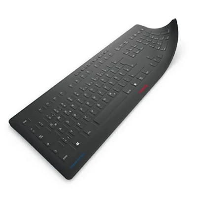 Image of CHERRY STREAM PROTECT MEMBRANE, Hygienic Silicon Keyboard Protection, Disinfectable Membrane for all Keyboards, German Layout (QWERTZ), Black