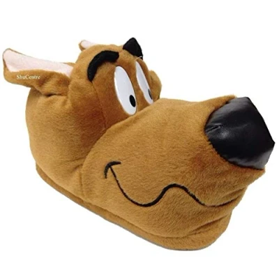Image of ShuCentre Novelty Scooby Doo Soft &amp; Warm Light Brown Dog Slippers Comfortable Breathable Knitted Winter Indoor Gift For Adults (7 UK)