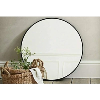Image of Biznest Large 50Cm Round Black Wall Mounted Mirror Aluminium Frame Bathroom Living Room A Must Have Very Good Size