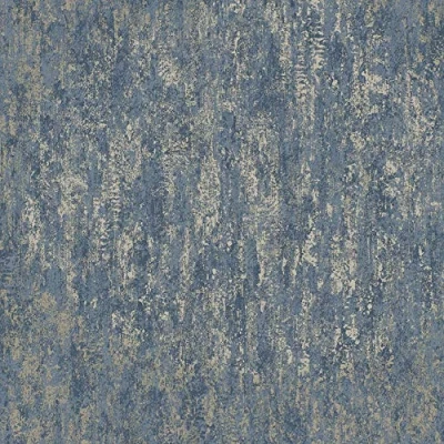 Image of Industrial Textured Metallic Wallpaper Navy Blue Gold Stone Steel YöL