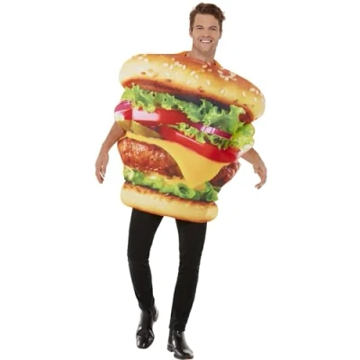 Image of Smiffys Burger Costume, Multi All In One, Funny Fancy Dress, Food/Drink Dress Up Costumes