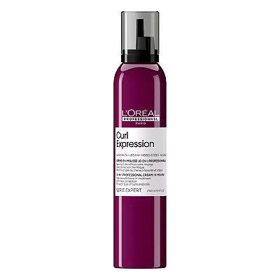 Image of L&#039;Oréal Professionnel Hair Mousse, with Heat Protection, for Curly &amp; Coily Hair, 10 in 1 Multi Benefit, Glycerin, Urea H and Hibiscus Seed Extract, Serie Expert Curl Expression, 250 ml
