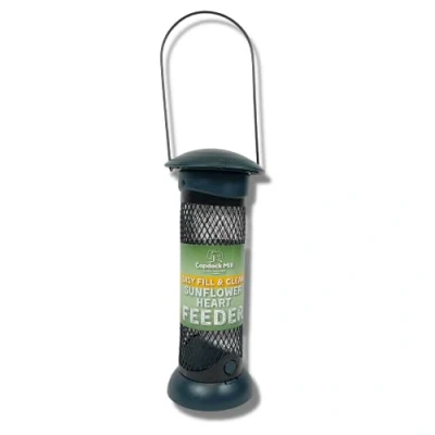 Image of Copdock Mill Easy Fill &amp; Clean Sunflower Feeder Secure Small Bird Station With Large Hanger Feeders Suitable For Hearts, Black