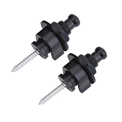 Image of Dilwe Guitar Strap Locks, 2Pcs Buttons Anti Skid Straplocks Electric Acoustic Bass Locks(Black)