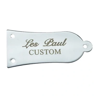 Image of 3 Hole 1 Ply Metal Guitar Truss Rod Cover with White Letters CUSTOM Printed Iron for Epiphone Les Paul LP/SG/ES Chrome