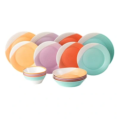 Image of Royal Doulton Mixed Set 1815 Bright Collection Porcelain Plate &amp; Bowl of 16 Plates Bowls for Dinner, Pasta, Cereal Soup, Various Sizes