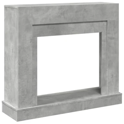 Image of vidaXL Fireplace Surround Concrete Grey Engineered Wood Frame with Functional Shelf for LED Flames, 100x30x87.5 cm
