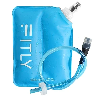 Image of FITLY Soft Flask 500ml Shrinks As You Drink Water Bottle for Hydration On The Move Collapsible Running Bottle, Hiking, Cycling