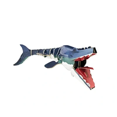 Image of Build Your Own Moving Mosasaurus Pull Tab Jaw and Fin Action Eco Friendly Cardboard Craft Kit Ages 8+