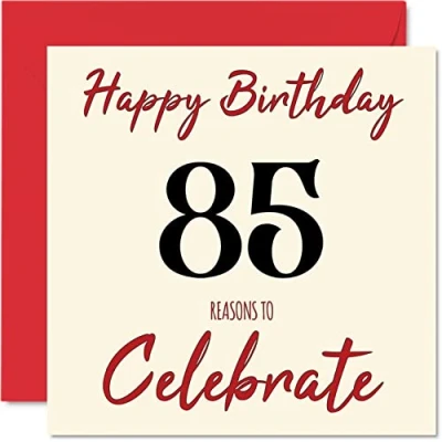 Image of Fun 85th Birthday Cards for Men Woman Reasons To Happy Card Dad Mum Great Grandad Grandpa Nanny Grandma Gran Uncle Auntie, 145mm x Greeting Cards,