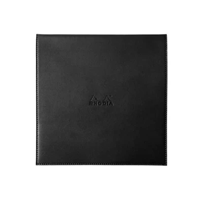 Image of RHODIA 118319C Clipboard Case + Stapled Notepad No. 210 Black 21x21 cm Small Squares 80 Detachable Sheets White Clairefontaine Paper g/m Pencil Holder Faux Leather